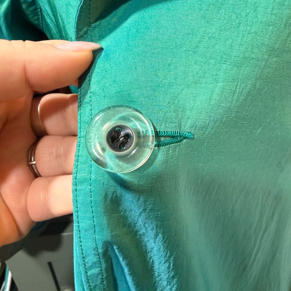 Teal Double-Breasted Trench Coat - Picture 3 of 7